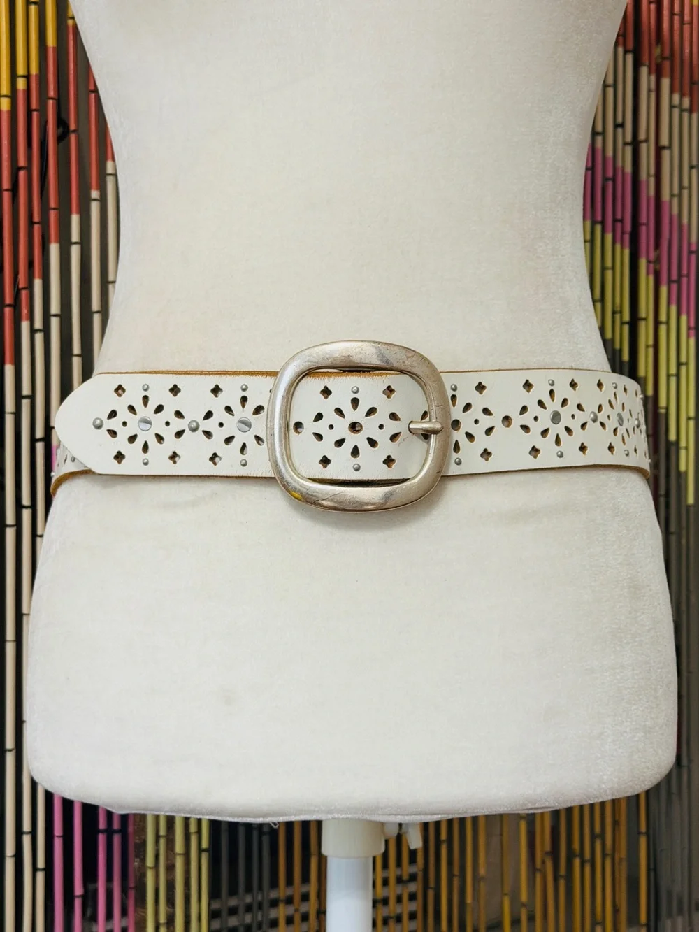 Y2K Lucky Brand Leather Laser Cut Studded Western Festival Boho Belt